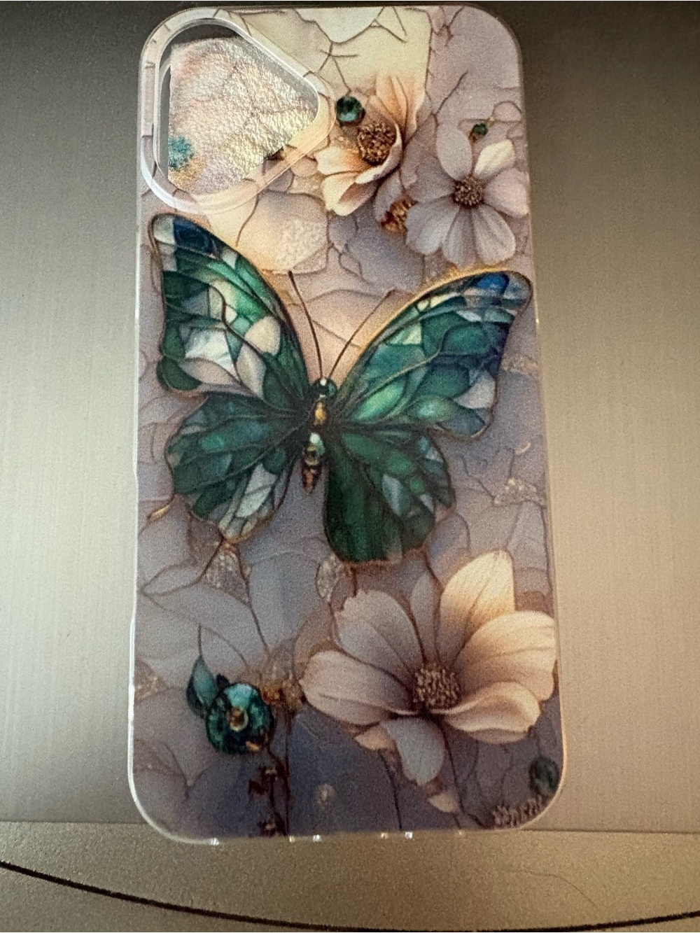 Decorative Green Butterfly Floral iPhone 16 plus Case - Unbranded